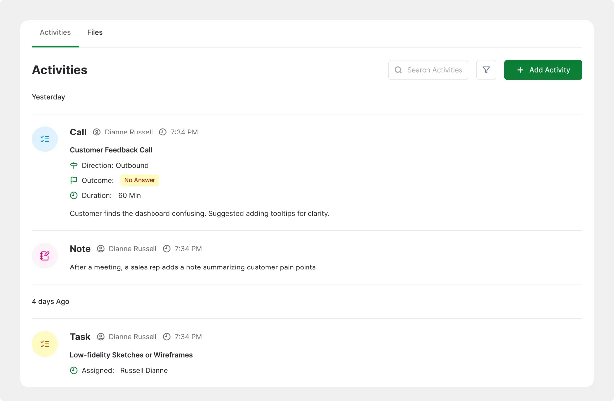 FlyCRM board — with flycrm